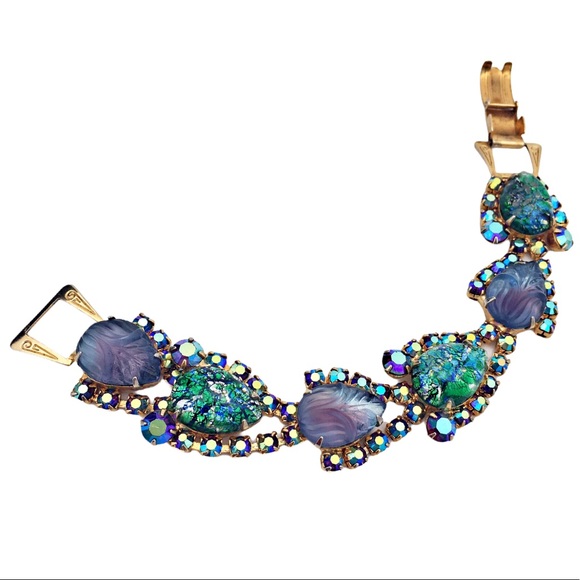 Foiled Opalescent and Aurora Rhinestone Bracelet - Picture 7 of 10